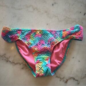 PINK Victoria's Secret Women’s Crochet Rainbow Bikini Bottom - Size XS